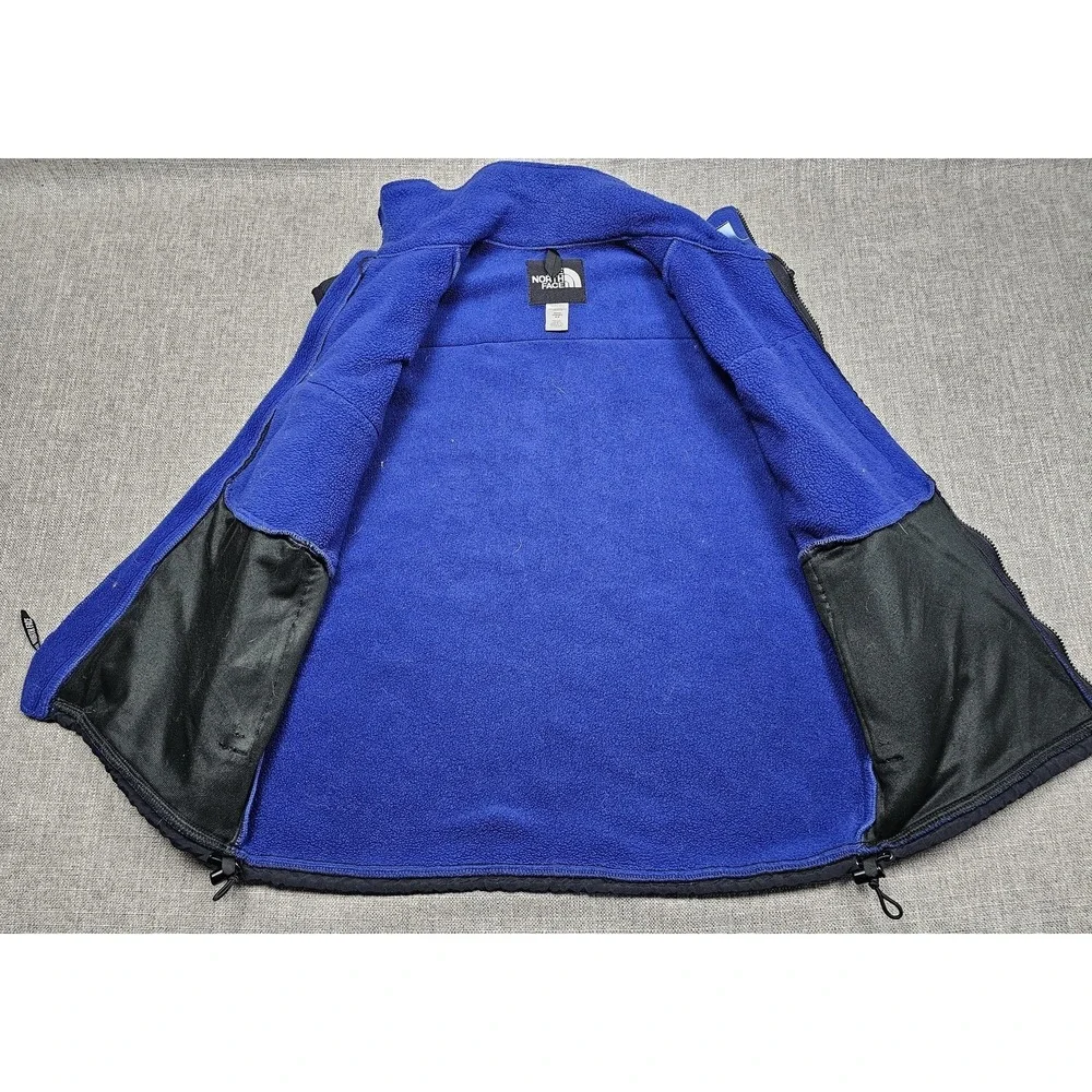 VINTAGE North Face Vest Mens Medium Blue Denali Fleece Nylon Full Zip Made USA